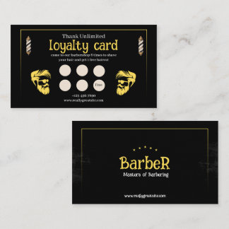 Black Gold Barbershop Loyalty Punch Card