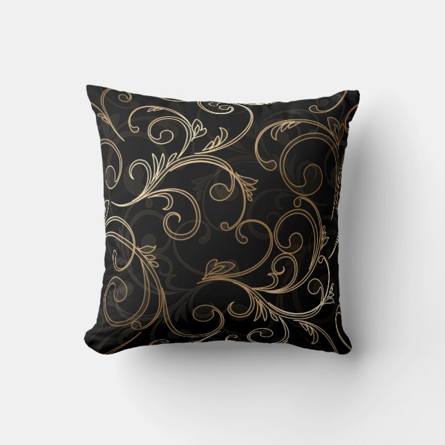Black Gold Baroque  Cushion (Front)