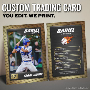 Black Gold Baseball Trading Card, Baseball Player Calling Card