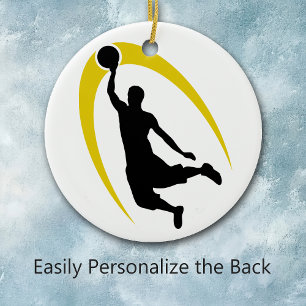 Black Gold Basketball Logo Personalized Ceramic Tree Decoration