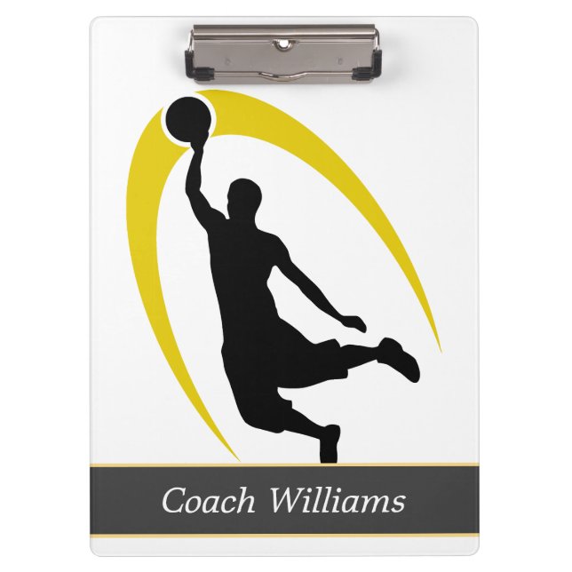Black Gold Basketball Personalised Clipboard (Front)