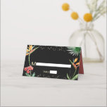 Black Gold Bat Mitzvah Tropical Floral Watercolor Place Card<br><div class="desc">No Bat Mitzvah party is complete without personalised place cards. Let your favourite Bat Mitzvah be proud, rejoice and celebrate her milestone at her perfectly coordinated party. Stylish, stunning, colourful, tropical watercolor bird of paradise flowers, faux gold Star of David and glitter dots, along with modern sans serif type, overlay...</div>