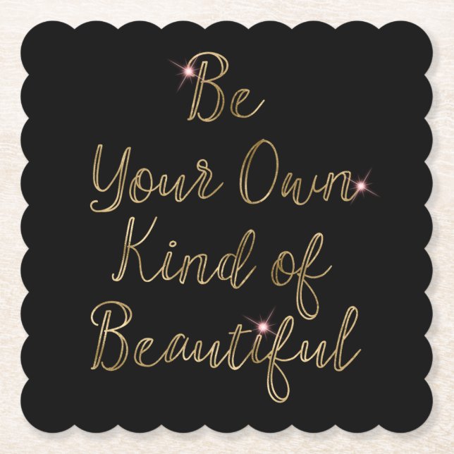 Black Gold Beautiful Quote Paper Coaster (Front)