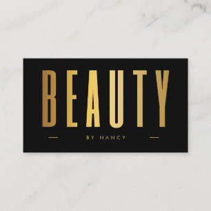 Black & Gold Beauty Salon Minimalist  Business Card