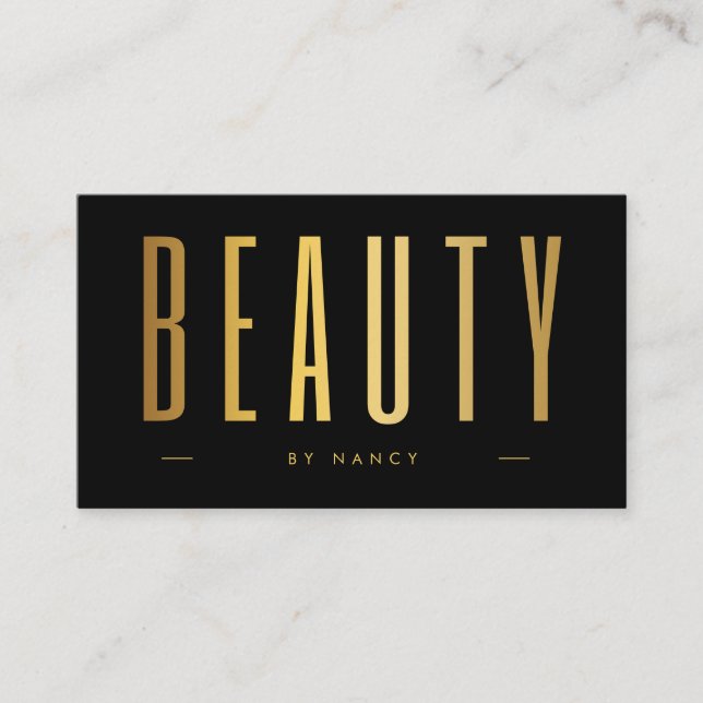 Black & Gold Beauty Salon Minimalist  Business Card (Front)