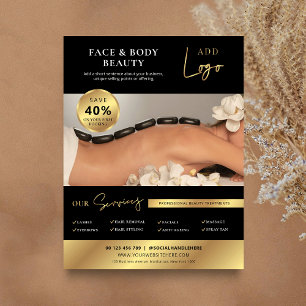 Black & Gold Beauty Spa Salon Services Marketing Flyer