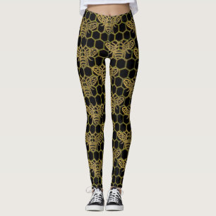 Black Gold Bee CBDOilPrincess  Leggings