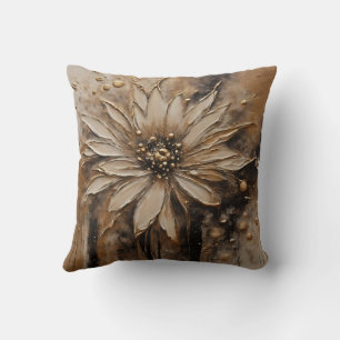 Black Gold Beige Floral Cushion