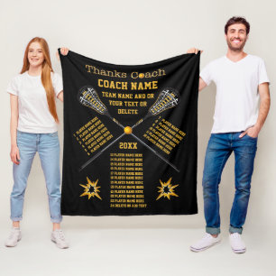 Black, Gold Best Lacrosse Coach Gifts, Any COLORS Fleece Blanket