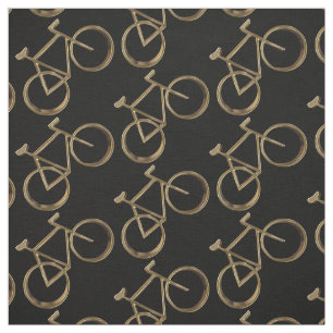 Black Gold Bike Pattern Bicycles Cycling Cyclist Fabric