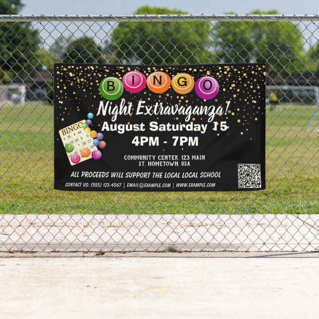 black gold Bingo Night event school Fundraiser Banner (Insitu)