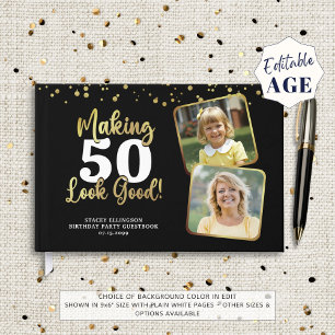 Black Gold Birthday 2 Photos Making AGE Look Good Guest Book