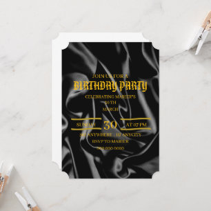 Black & Gold Birthday Invitation, 30th Birthday Ev Invitation