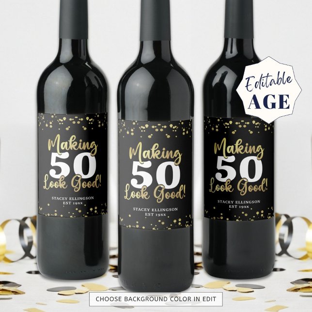  Black Gold Birthday Making AGE Look Good Wine Label (Creator Uploaded)