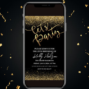 Black Gold Birthday Party Invitation