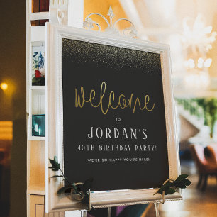 Black & Gold Birthday Party Welcome Sign