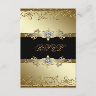 Black Gold Black Tie Party RSVP Card
