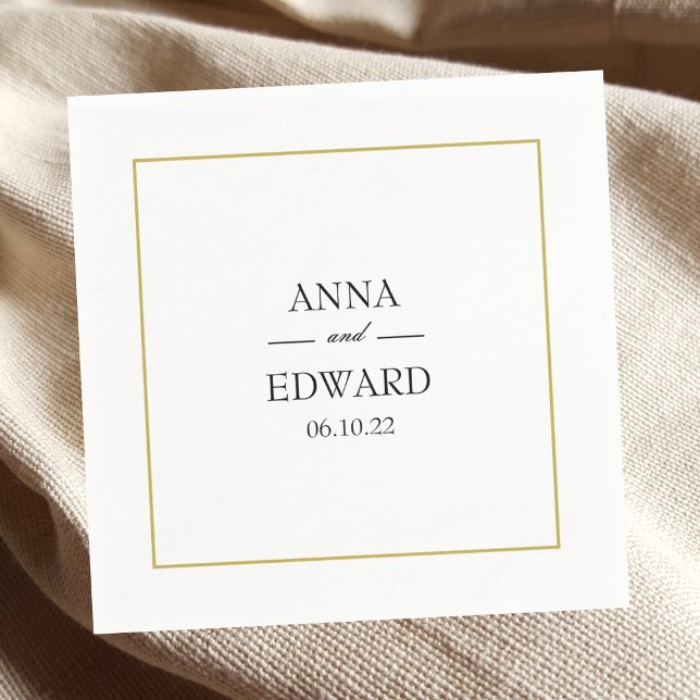Black Gold Block Bride and Groom Wedding Napkins (Creator Uploaded)