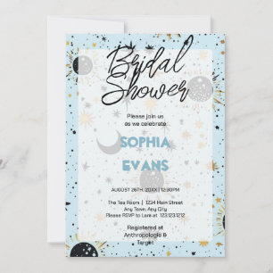 Black Gold Blue Celestial Bridal Shower Invitation