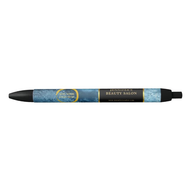 Black gold blue ice professional promotional logo ink pen (Front)
