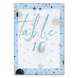 Black Gold Blue Sun Moon Stars Wedding Table Number