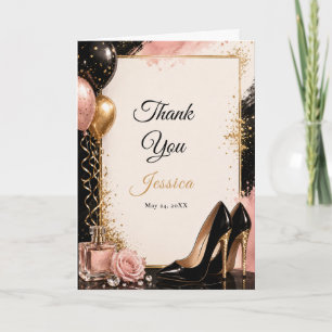 Black Gold Blush 21st Birthday Thank You Card