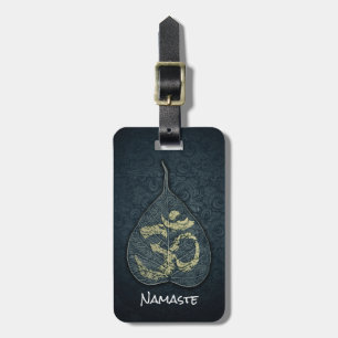 Black & Gold Bodhi Leaf OM Symbol YOGA Instructor Luggage Tag