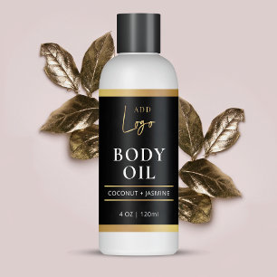 Black & Gold Body Oil 4 OZ Cosmetic Bottle Label