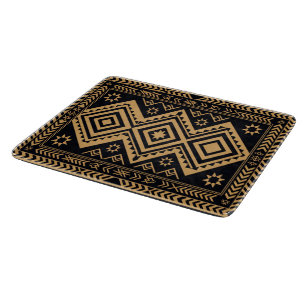 Black Gold Boho Abstract Surface Pattern Cutting Board