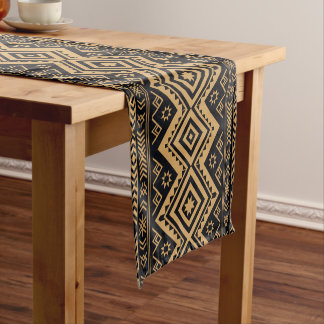 Black Gold Boho Abstract Surface Pattern Short Table Runner