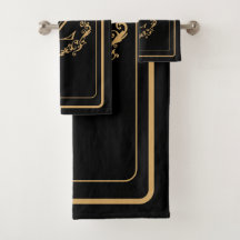 Black Gold Border Design Monogram Letter