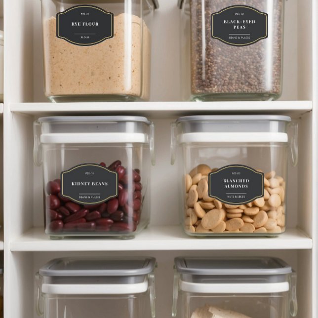 Black Gold Border Pantry Organisation Badge Labels (Creator Uploaded)