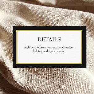 Black Gold Border Wedding Details Enclosure Card
