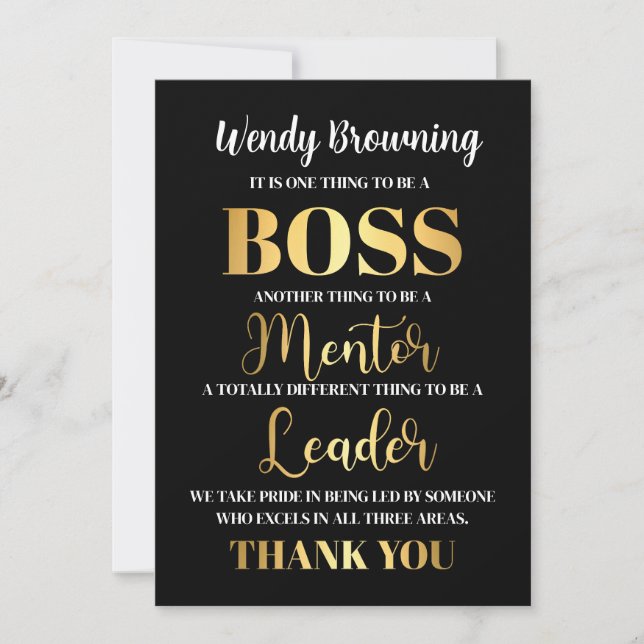 Black & Gold Boss appreciation week  Holiday Card (Front)
