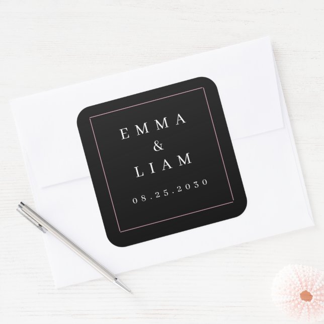 Black Gold Botanical Monogram Favour Envelope Seal (Envelope)