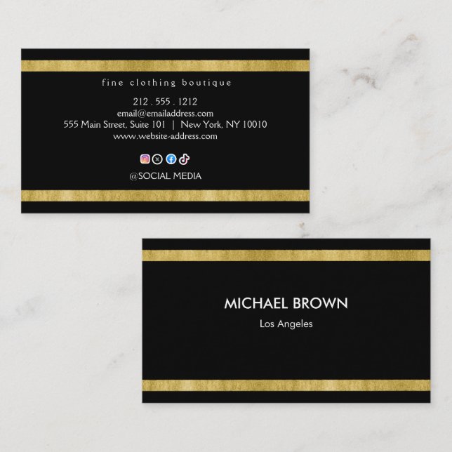 Black Gold Boutique Business Card Minimal Elegant (Front/Back)