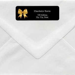 Black gold bow return address