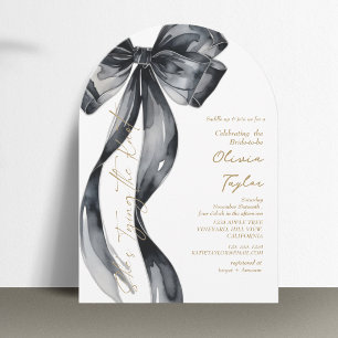 Black Gold Bow She's Tying the Knot Bridal Shower  Invitation