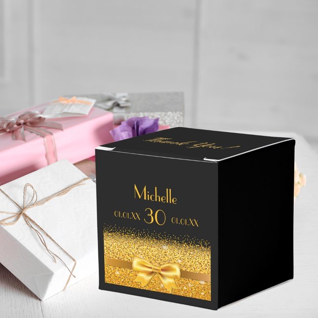 Black gold bow thank you birthday party favour box (Creator Uploaded)