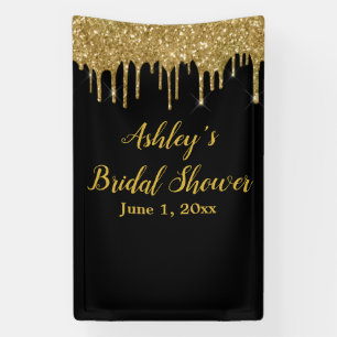 Black Gold Bridal Shower Backdrop Photo Booth Prop Banner