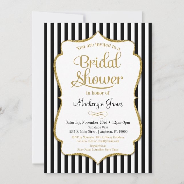 Black Gold Bridal Shower Invitation Elegant (Front)