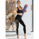 Black Gold Bridesmaid Wedding Bachelorette Party<br><div class="desc">Beautiful, elegant faux gold on black typography script, red heart, cool, simple, chic, stylish, breatheable, hand sewn, womens all over print full length fashion workout sports leggings pants for the bridesmaid for bridal shower, bachelorette party, wedding. These leggings / yoga pants stretches to fit your body, hugs in all the...</div>