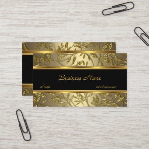 Black Gold Bronze Floral Elegant Business Card