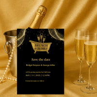 Black Gold Brunch & Bubbly Wedding save the date 