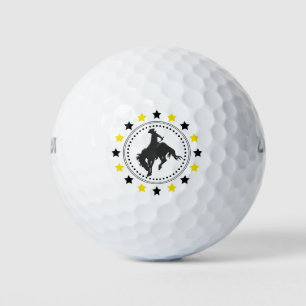 Black Gold Bucking Horse Cowboy Golf Balls