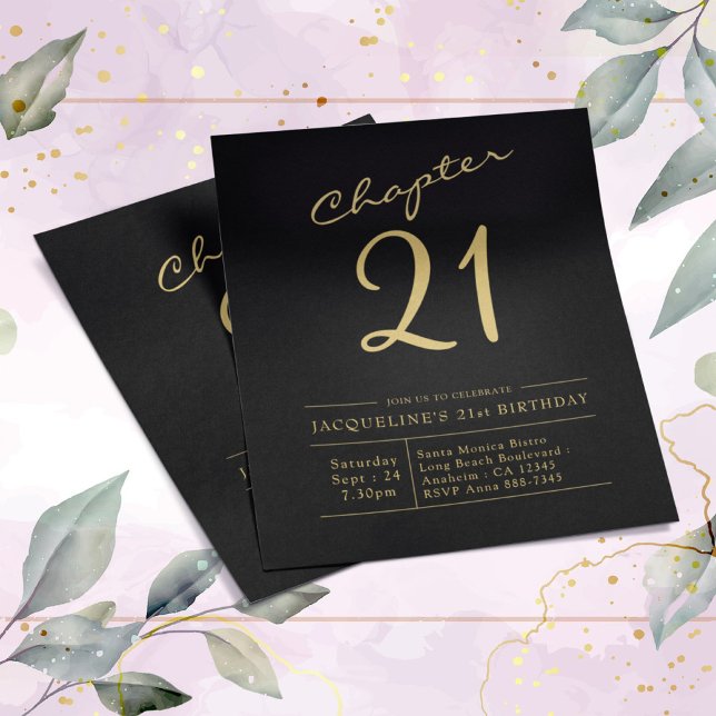 Black Gold Budget 21st Birthday Invitation Flyer (Creator Uploaded)
