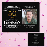 Black Gold Budget 50th Birthday Invitation