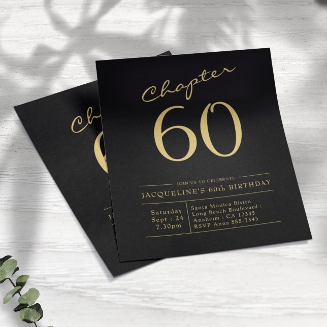 Black Gold Budget 60th Birthday Invitation Flyer (Creator Uploaded)