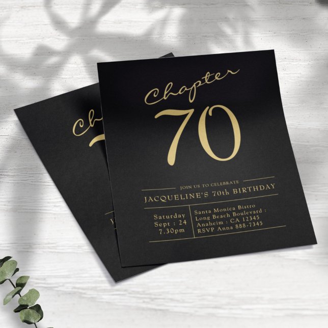 Black Gold Budget 70th Birthday Invitation Flyer (Creator Uploaded)