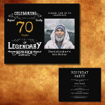 Black Gold Budget 70th Birthday Invitation Flyer<br><div class="desc">Celebrate the golden age of your loved one's life with this budget-friendly 70th birthday invitation flyer! Featuring a vintage-style design, this invite will be the perfect way to commemorate turning 70. Customise with a special photo of your loved one and your own special message, and let your guests know it's...</div>